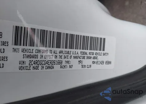 2014 Dodge Grand Caravan Sxt 30Th Anniversary from USA, damaged, VIN 2C4RDGCG4ER261660